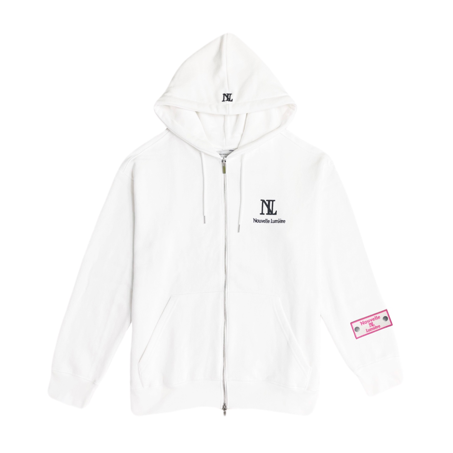 Nouvelle Miere White Hood Zip-Up Pink and Pen