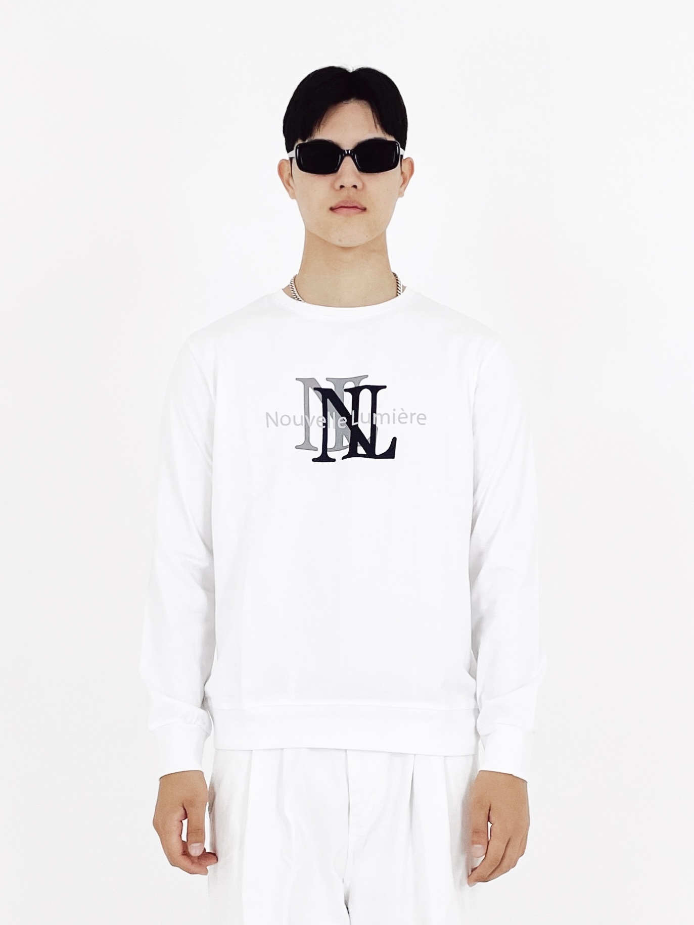 Nouvelmeier Double Logo Long Sleeve Sweatshirt White